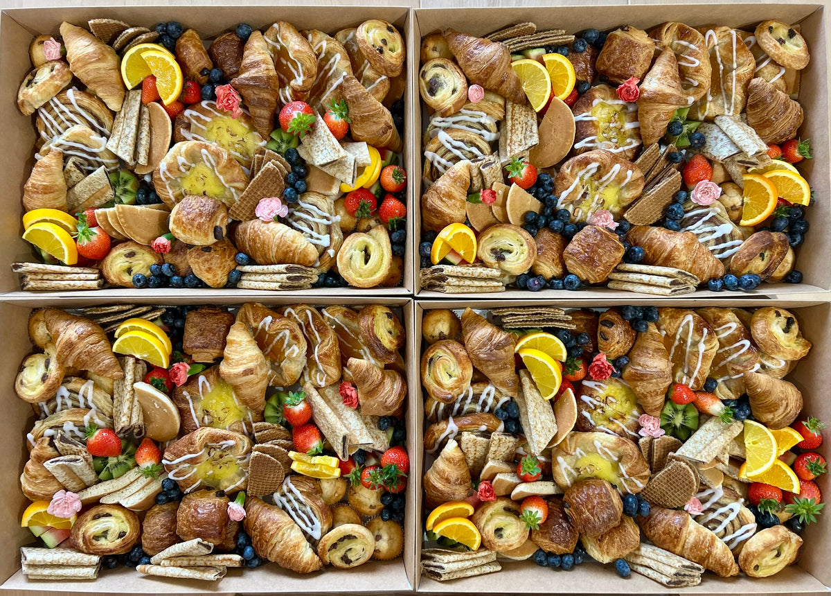 4 boxes of Assorted pastries and fruits 